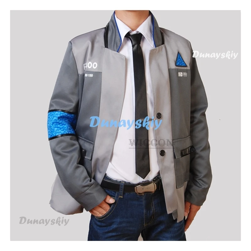 Game Detroit Become Human Cosplay Costume Connor Cosplay Uniform Men Jacket White Shirt Tie RK800 Coat Costume Full Set roleplay