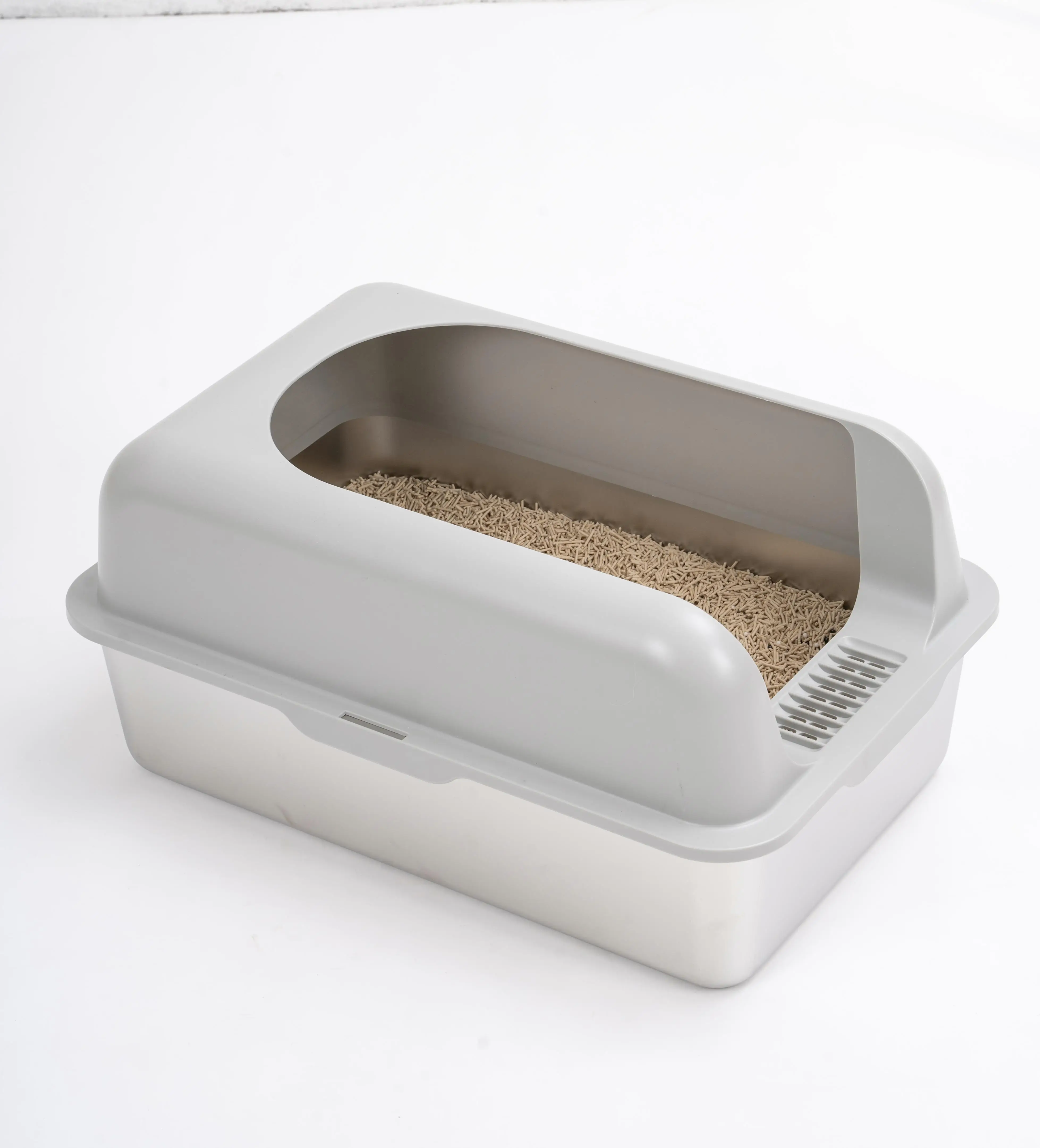 Extra Large Stainless Steel Cat Litter Box with Lid - XL Metal Pan for big Cats, High Walls, Easy to Clean, Leak-Proof Gift