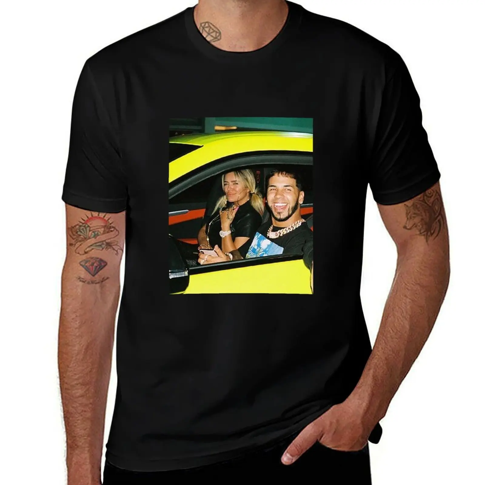 Anuel AA & Karol G T-Shirt t shirts for man slim fit T-Shirt