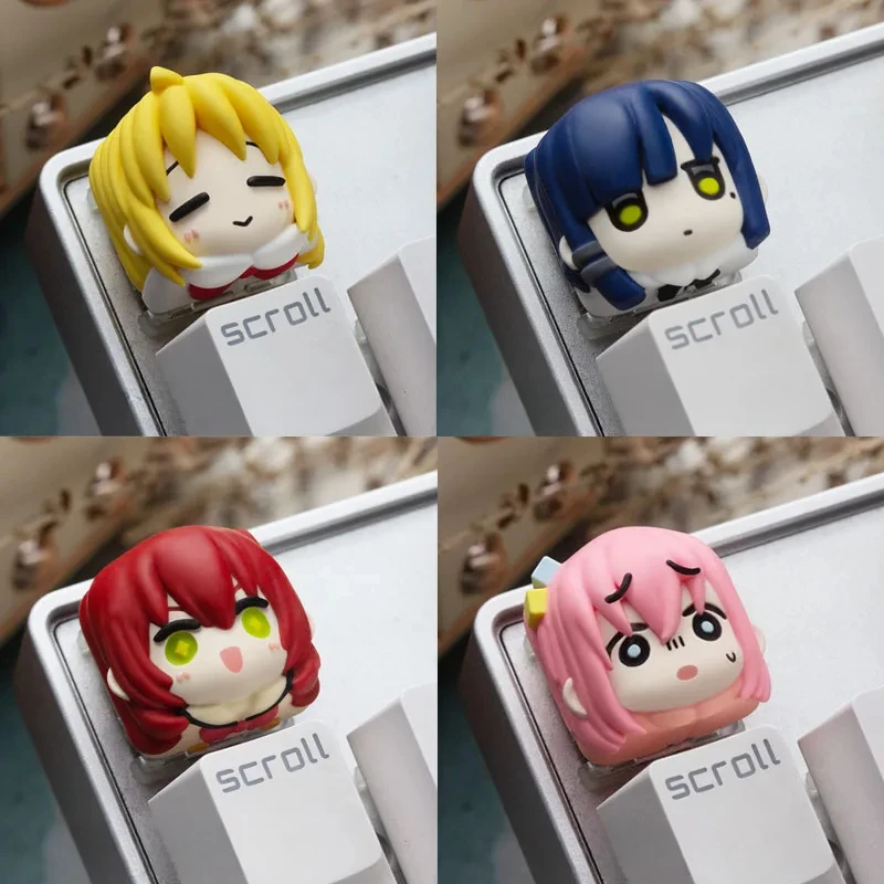 Anime Keycaps Resin BOCCHI THE ROCK Gotoh Hitori Ijichi Nijika Cartoon Characters Yamada Ryo Gaming Keyboard Replacement Keys