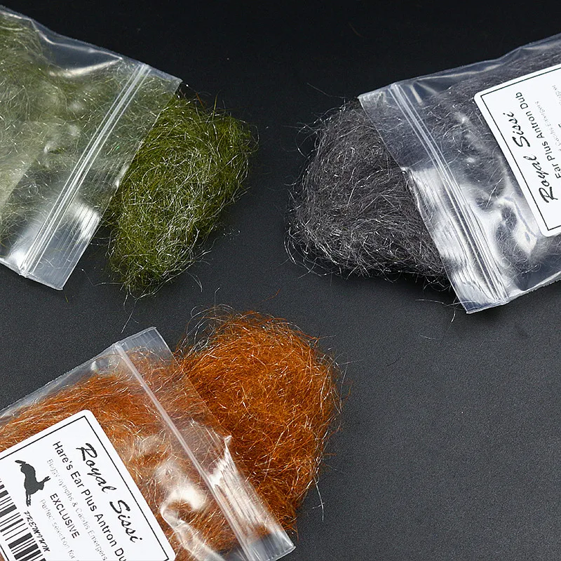 8 Colors Hare\'s Ear Plus Antron Dub with Rabbit Guard Hair Nymph Scud Dub Fly Tying Material for Buggy Nymphs and Caddis Emerger