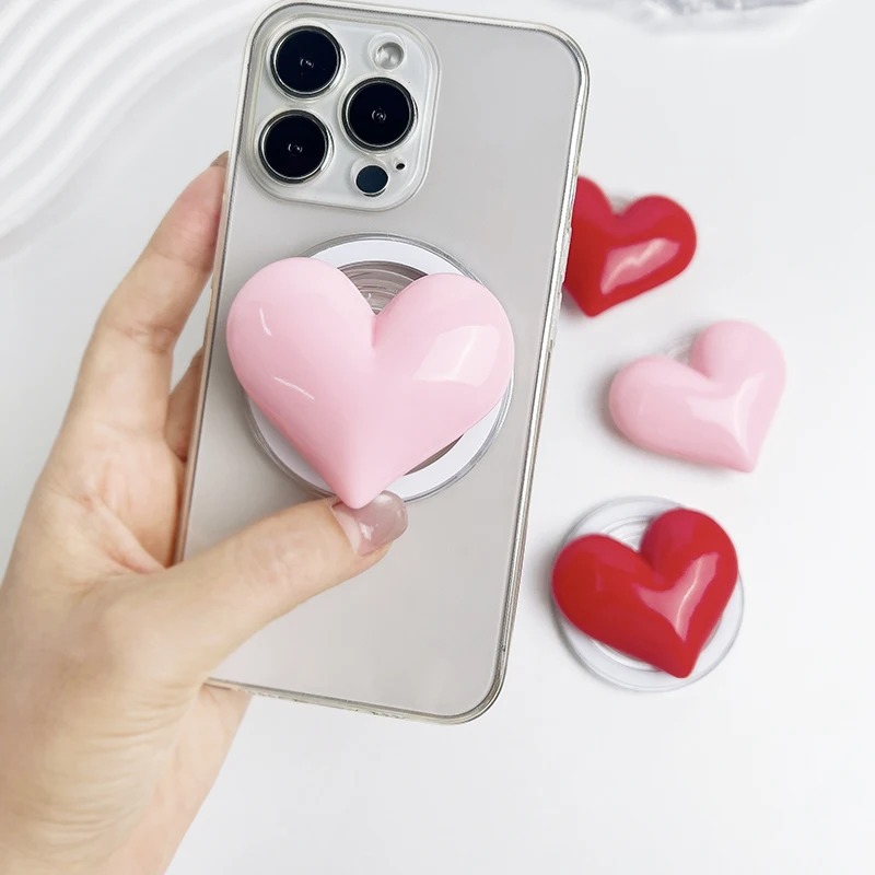 Loving Heart Phone Holder Socket Grip Support Magnetic and Sticker Two Types Grip Tok Socket Bracket Girl Gift - view 4
