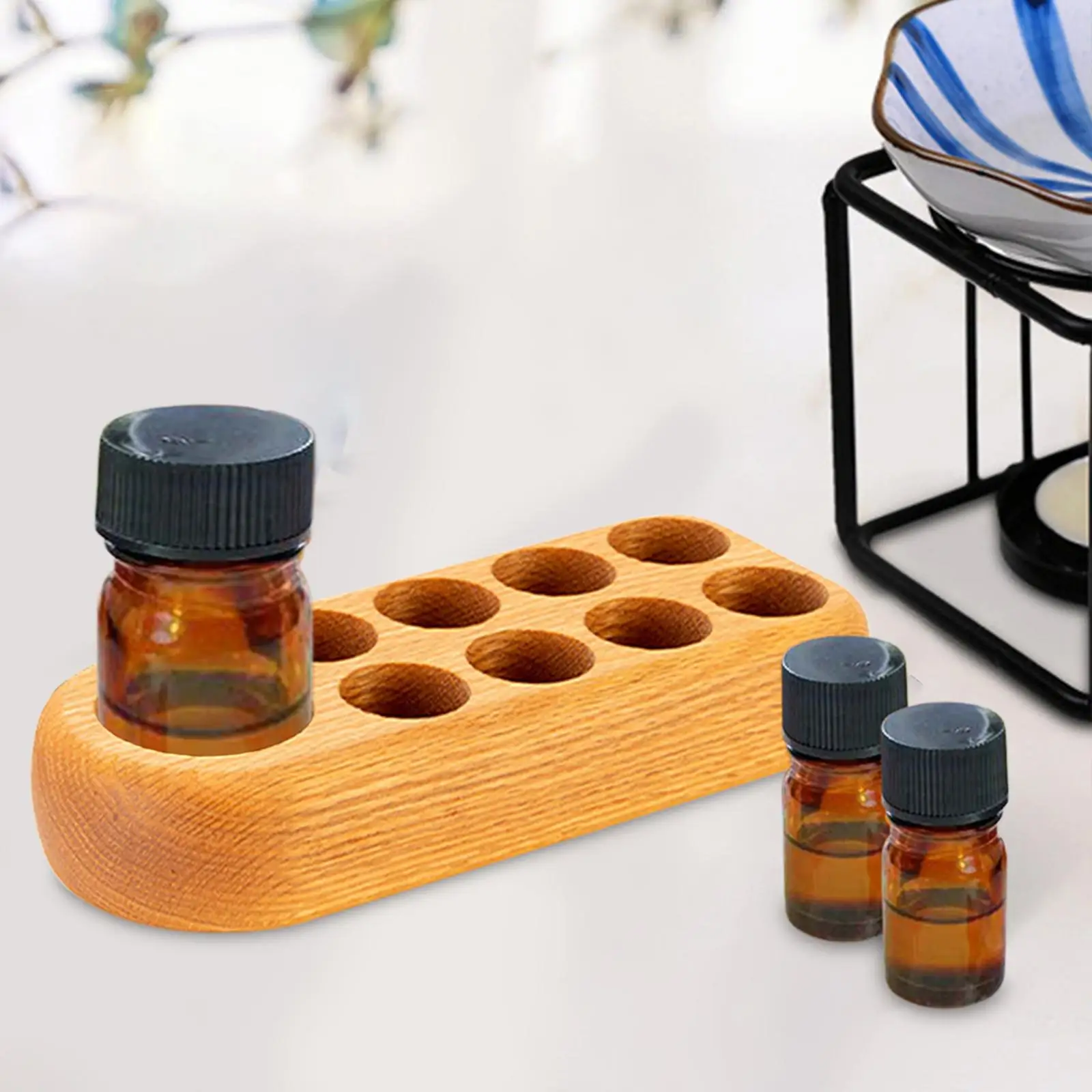 Essential Oil Display Holder Tray Cosmetic Nail Polish Wood Rack for Holiday