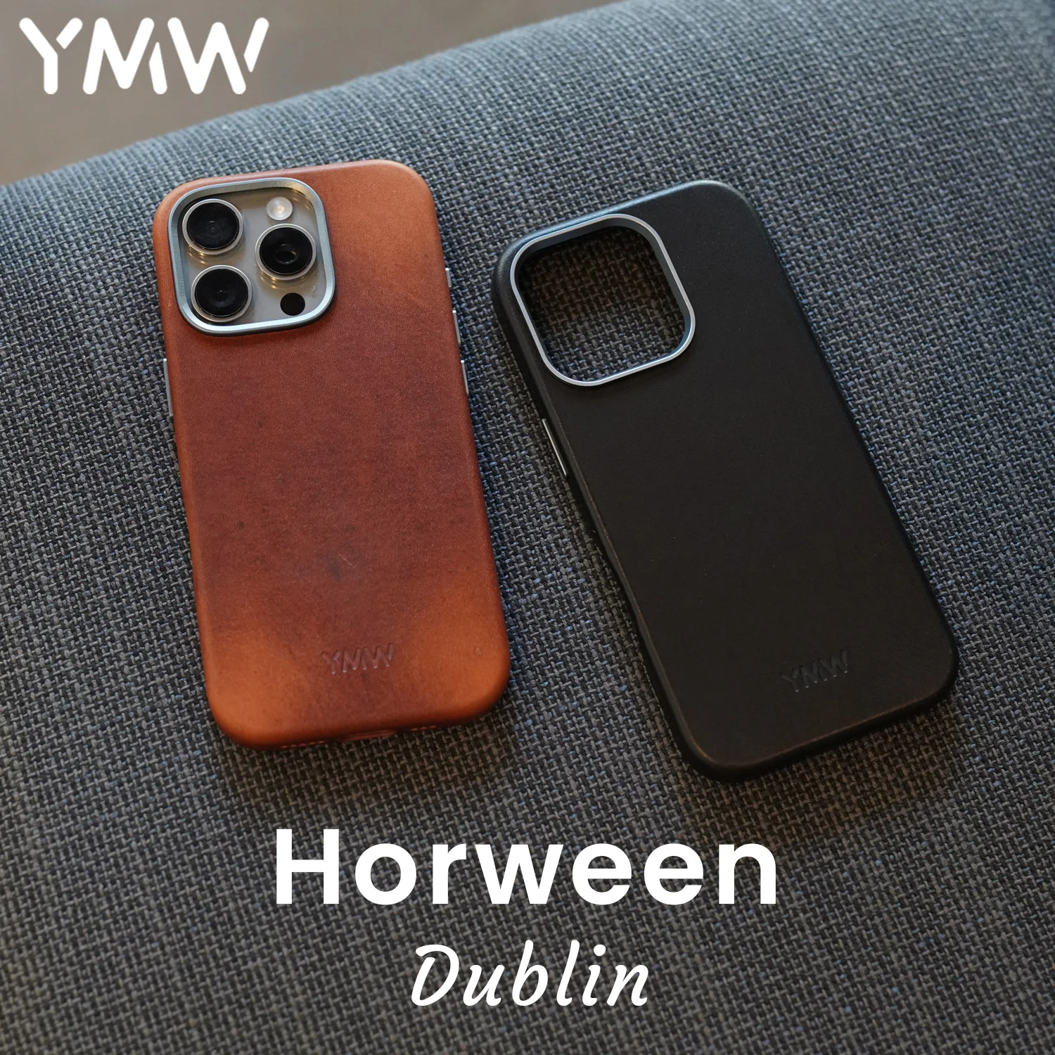 Funda de Cuero Genuino YMW Horween Dublin para iPhone 16 / 15 Pro Max, Funda de Teléfono de Cuero Vacuno de Lujo para Negocios, Curtido Vegetal