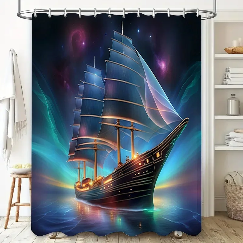 

Фэнтезийный космический круизный корабль занавеска для душа 3D печать водонепроницаемый декоративный домашний декор для ванной комнаты