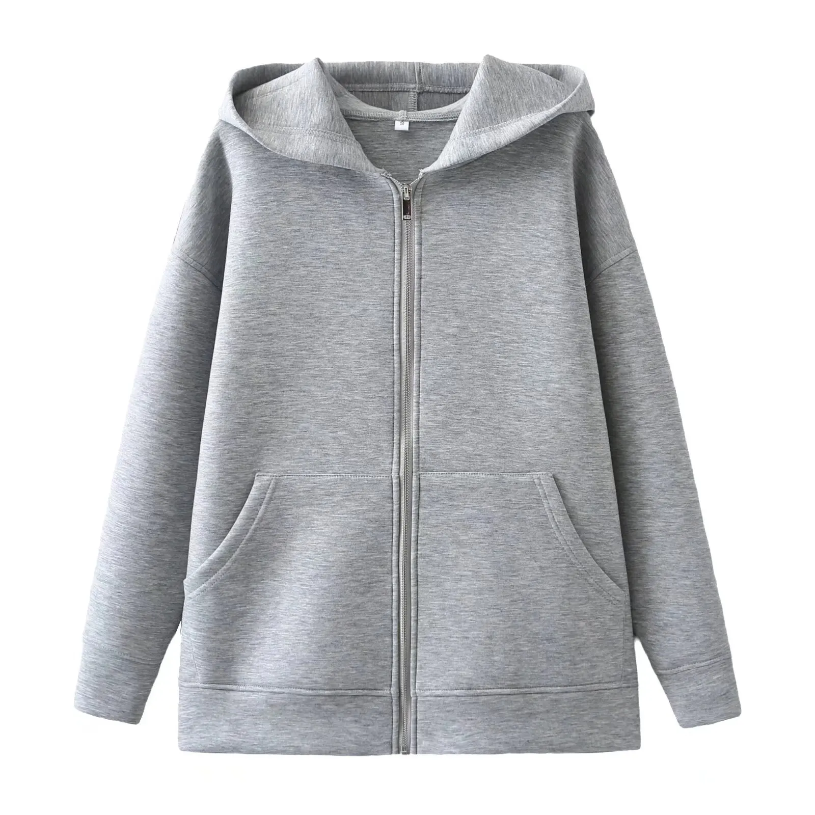 Autumn and Winter New Women's Fashion Cordless Version Loose Hooded Sweatshirt Street Cardigan Jacket