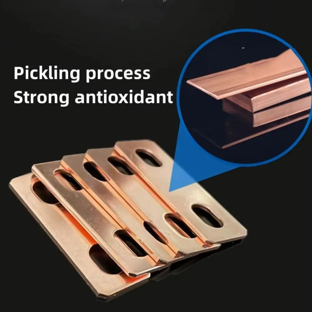 

New Red Copper Bus Bars Connector M6 screw holes Flat Battery Busbar Red Copper Pickling Busbar LiFePO4 Cell