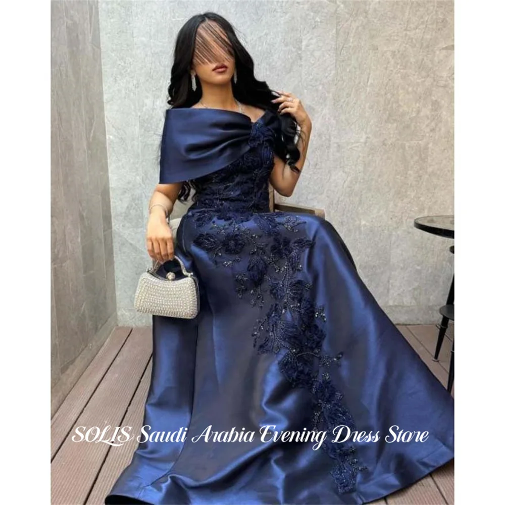 blu scuro vestito blu elegante lungo