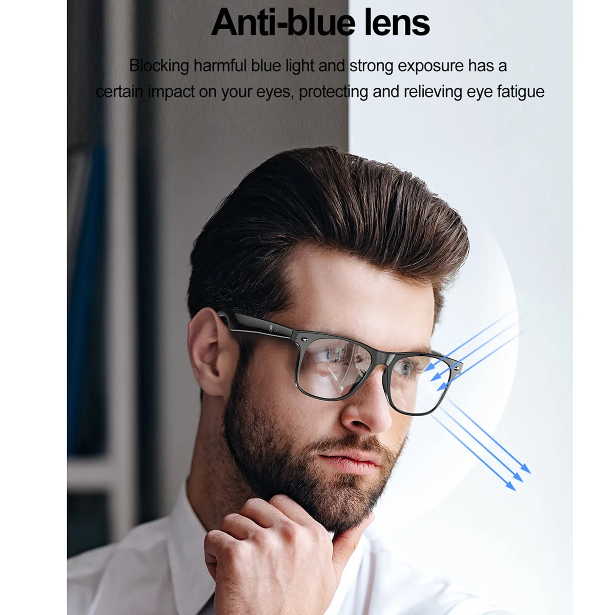 Bluetooth Smart Glasses Translation Receive Call Voice Assistant IP65 Dustproof Waterproof Anti Blue Lenses Smart Glasses Man