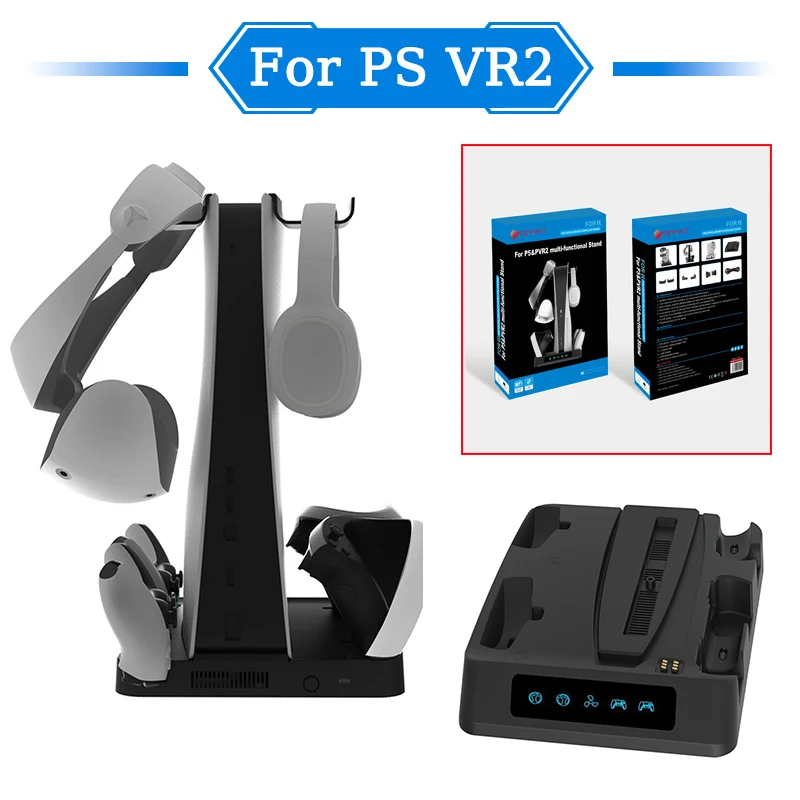 

For PS5 host controller cooling charger dock for PS vr2 handle charging stand vr mount bracket led display disc storage holder