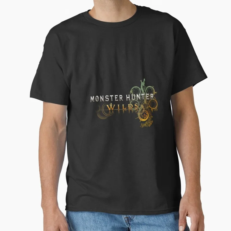 

Monster Hunter Wilds Video games printed T Shirt for men 100% cotton large size Adult tops S-6XL mens clothing