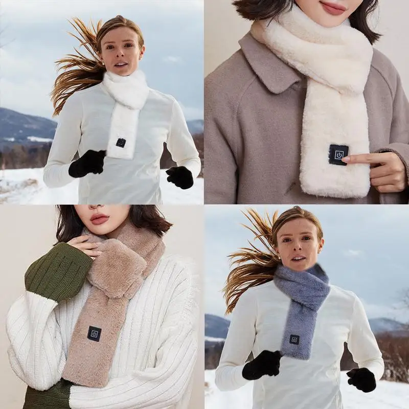 Electric Heating Scarf USB Rechargeable Soft Three-gear Temperature Control 3-speed Neck Wrap Warmer For Outside Women Men