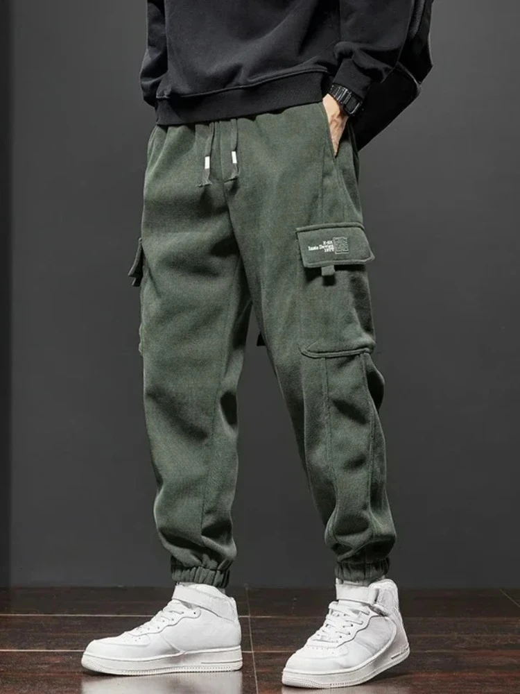 

Мужские вельветовые брюки-карго, осень-зима, свободный крой, повседневная уличная одежда, брюки-джоггеры, модные удобные брюки