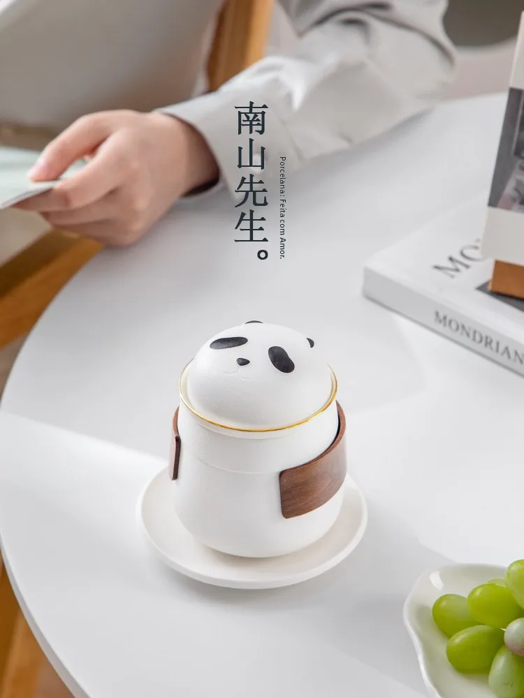 nanshan-master-panda-portable-cup-office-tea-cup-tea-water-separation-ceramic-mugs-for-home-use-style-with-cup-mat