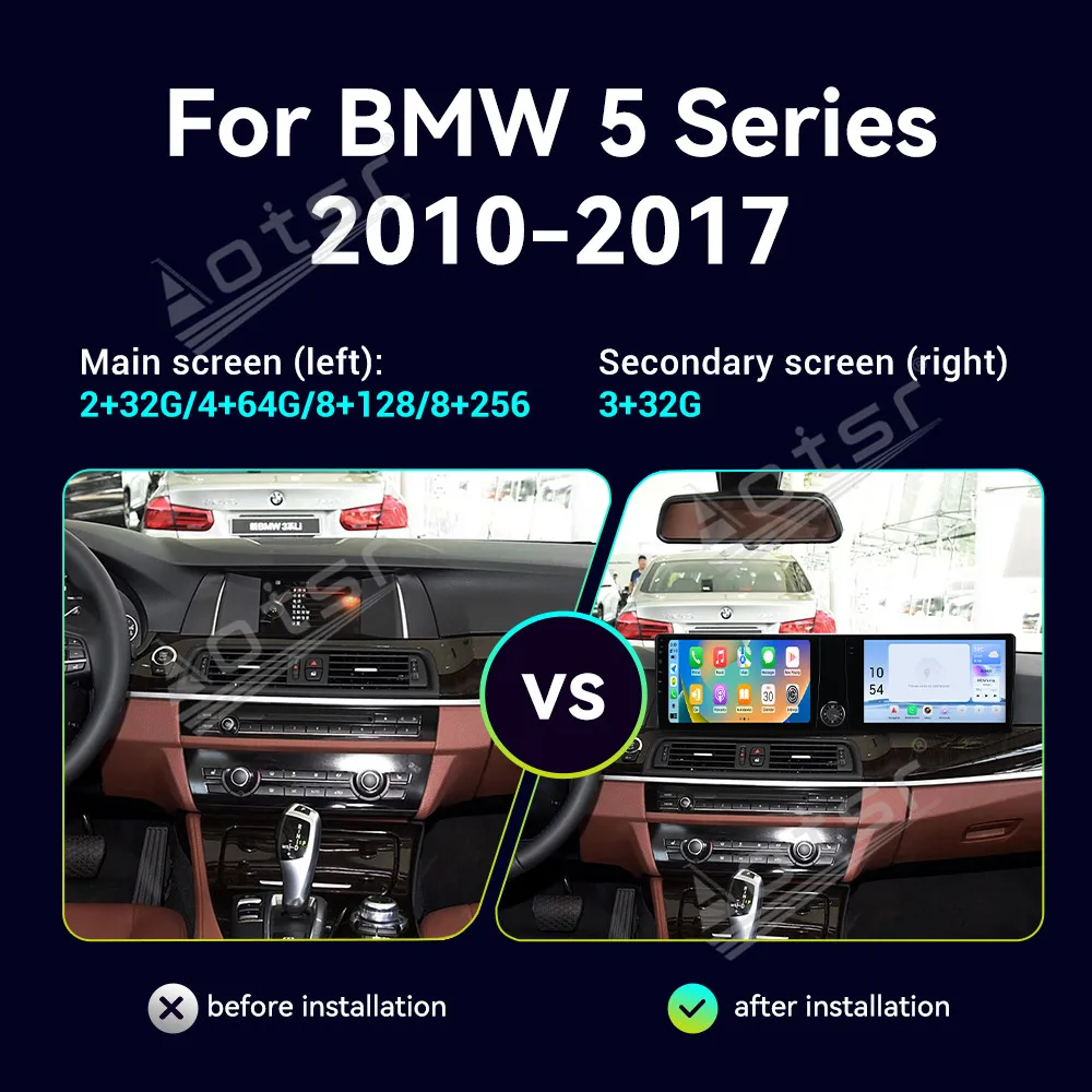 Multi-system Switching Multimedia Receiver Android 13 Auto For BMW 5 Series 2010~2017 GPS Navigation Stereo Car Radio Head Unit