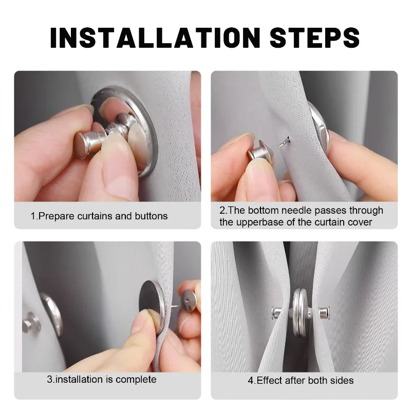2/40x Magnetic Curtain Clips Double Sided Magnetic Suction Curtain Magnets Closure Prevent Light Leaking Keep Closed for Bedroom