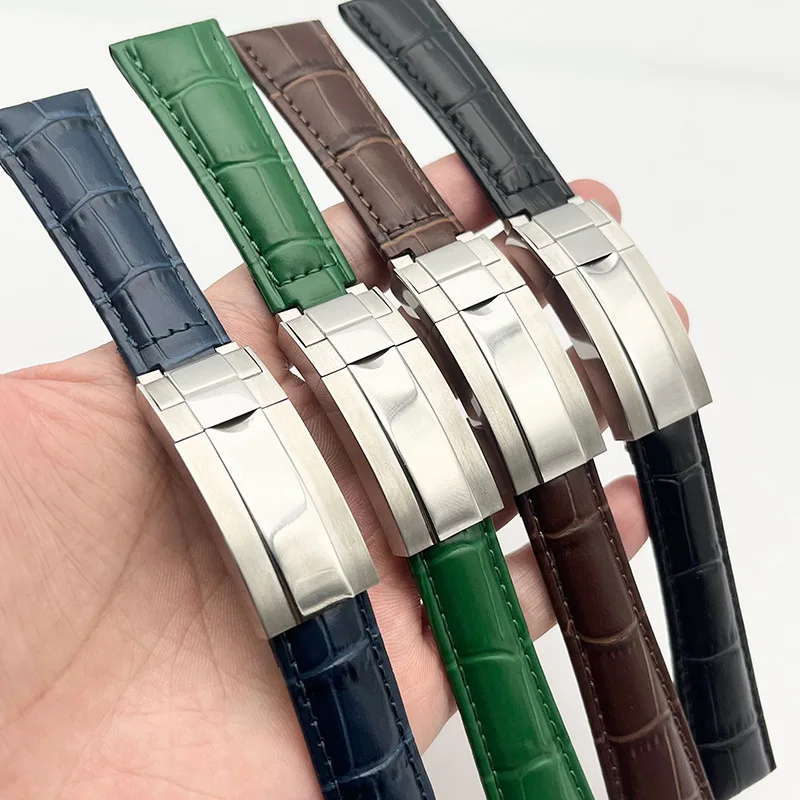

Leather strap men for Rolex Daytona leather strap submariner black green water ghost 20mm watch accessories ladies watch band