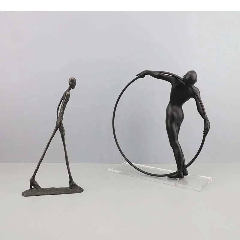 Metal Cast Iron Acrobatics Characters Statue Desk Decoration Slenderness Figures Sculpture Abstract Artwork Crafts Ornaments