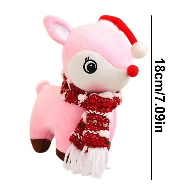 Animal relleno de ciervo de Navidad, juguete de peluche de alce de 18CM, juguete de peluche de alce abrazable, sombrero de Navidad suave, peluches de alce con