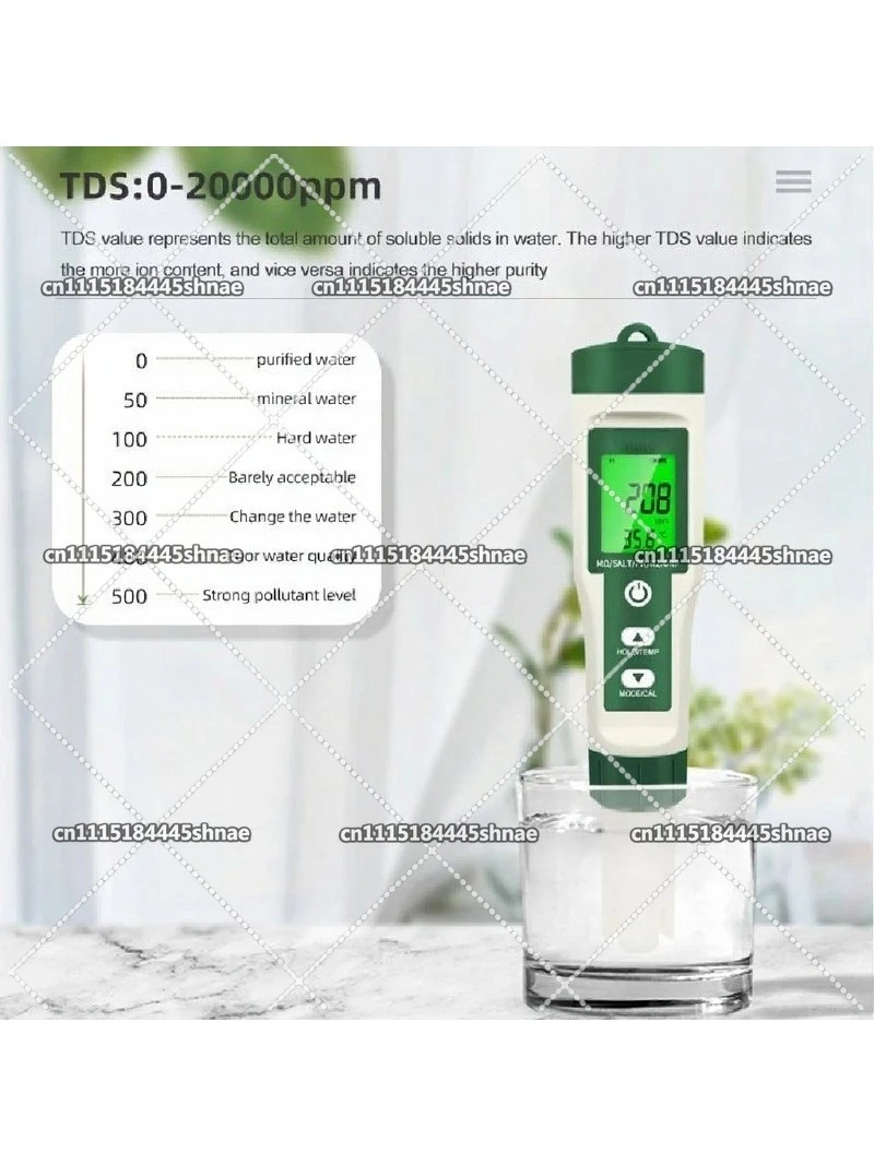 Digital PH Meter 10 in 1 Resistivity/Nutrient Solution Fertility/H2/Temp/ORP/EC/TDS/Salinity/S.G/PH Meter Water Quality Tester