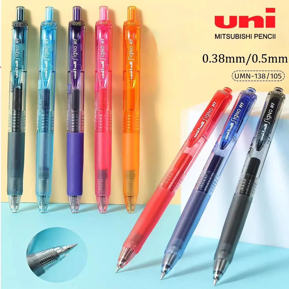 

8 Color Japan UNI Gel Pen UMN-138/105 Quick Dry Smooth 0.5mm Press Bullet Rollerball Pen Learning Office Kawaii Stationery