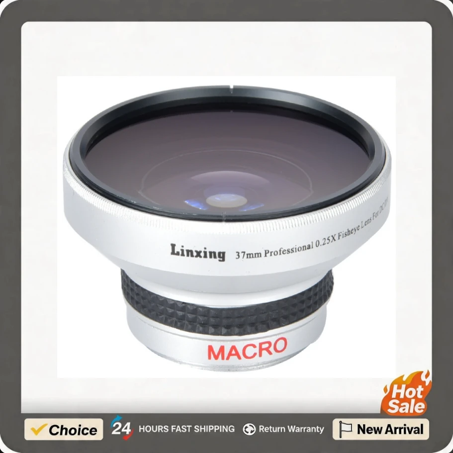 37 mm 0,25 x Fisheye-Zusatzsilber, starke Anwendbarkeit, Fisheye-Objektiv, Kamera, Silber, für Fotografen, Geschenk, Kamerazubehör