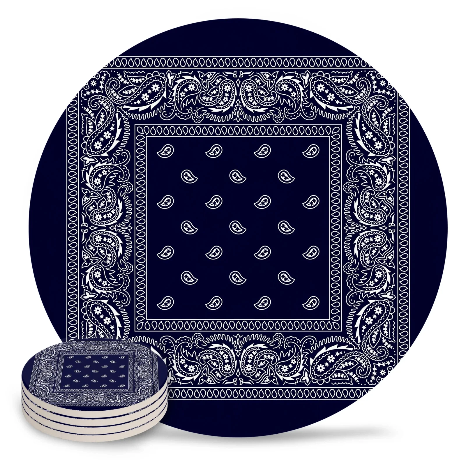 Black Mandala Southwestern Art Ceramic Coasters Waterproof Tea Cup Mat Modern Home Decor Coffee Table Decor Coasters for Glasses