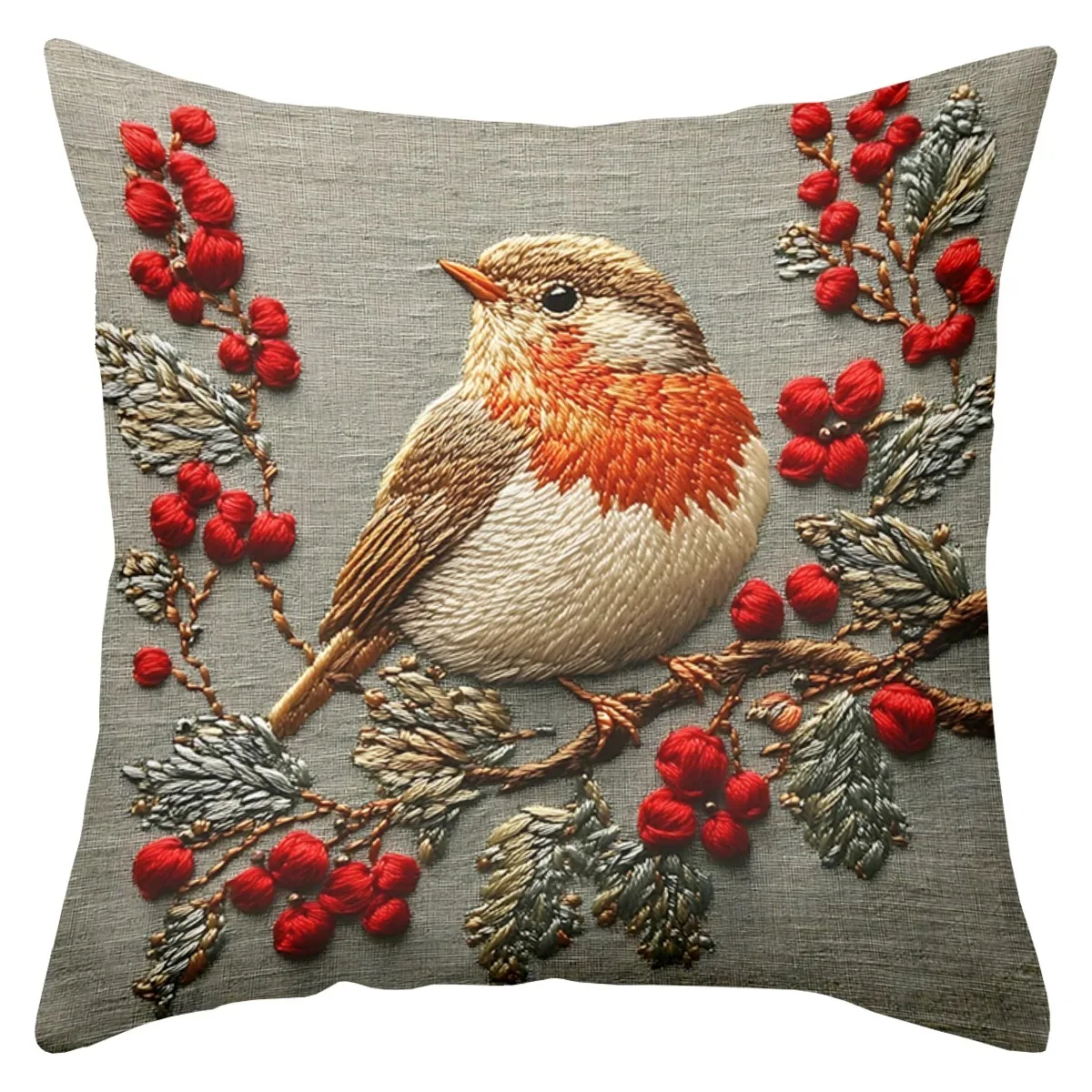 Bird flower soft and comfortable 2D printed non real embroidery pillowcase, home decoration pillow, living room sofa decoration