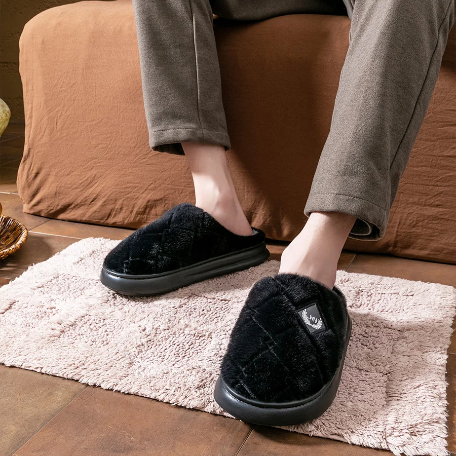 شباشب منصة من الفرو للرجال نعل EVA من إسفنج الذاكرة وسادة ناعمة دافئة مريحة للاستخدام الداخلي أحذية منزلية فاخرة عالية الجودة #6