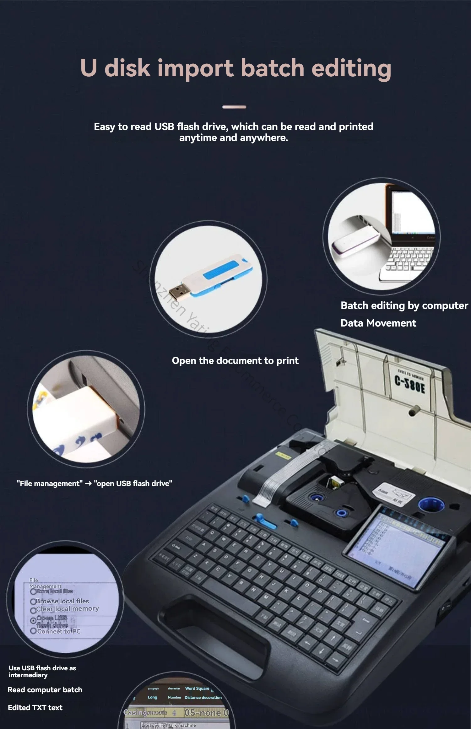 

1pc Electronic wire marking machine for pipe labels and PVC sleeves intelligent portable computer coding machine with Blu