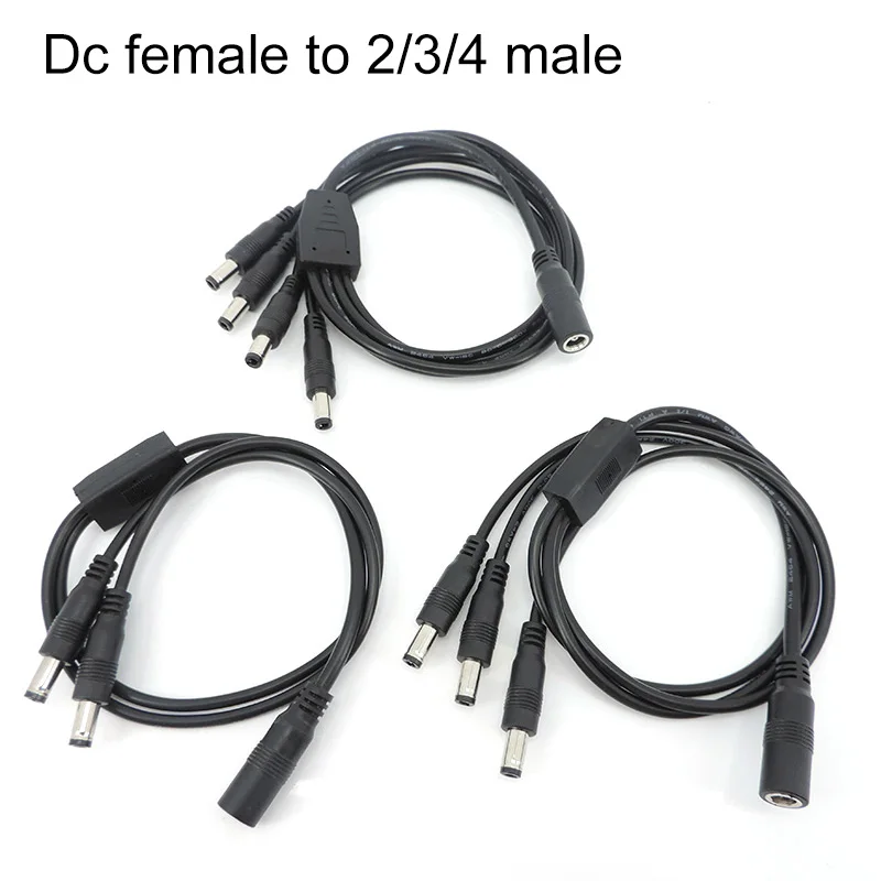 1 To 2/3/4 way DC Female Male jack plug Power supply Connector Splitter Cable 20awg 5A 5.5x2.5mm Cord adapter for Strip Camera u