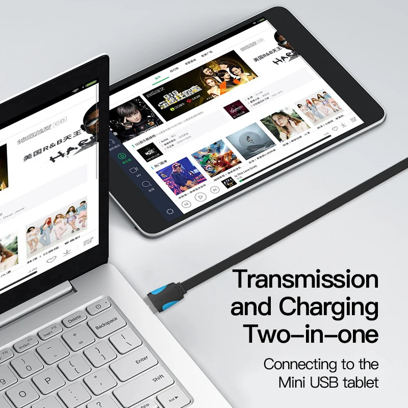 Vention كابل USB صغير 2A كابل شاحن بيانات سريع لمشغل MP3 MP4 سيارة DVR GPS كاميرا رقمية HDD كابل USB صغير 2.0