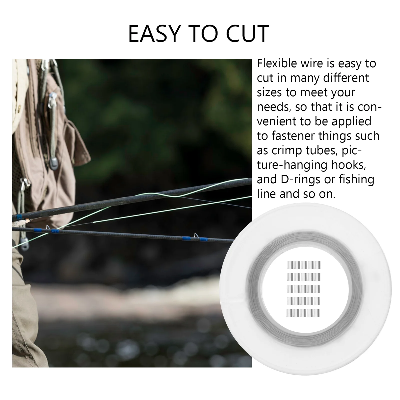 

1Set Fishing Steel Wire Rope Rust Resistant for Outdoor Clothesline Picture Hanging D-Rings Crimp Tubes Lighting Guide