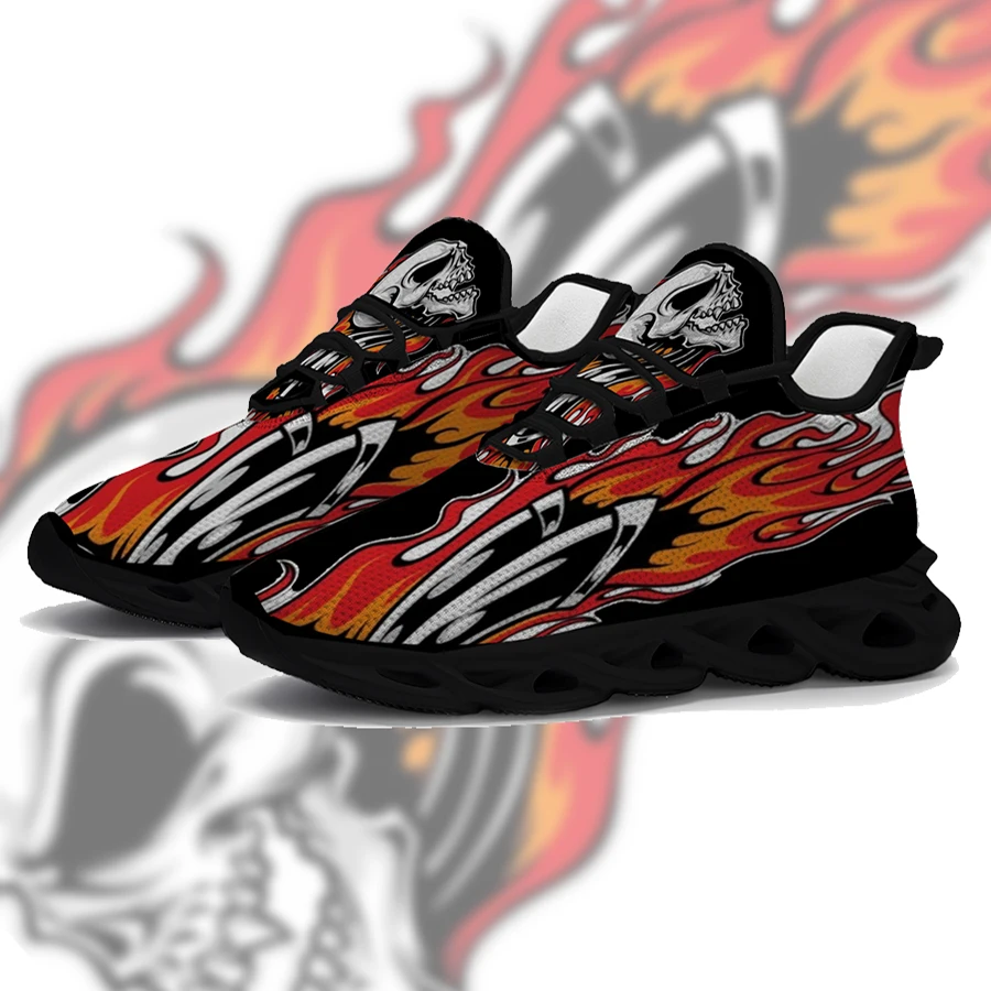

Customizable flame skull casual sports shoes for men and women running shoes lightweight mesh shoes