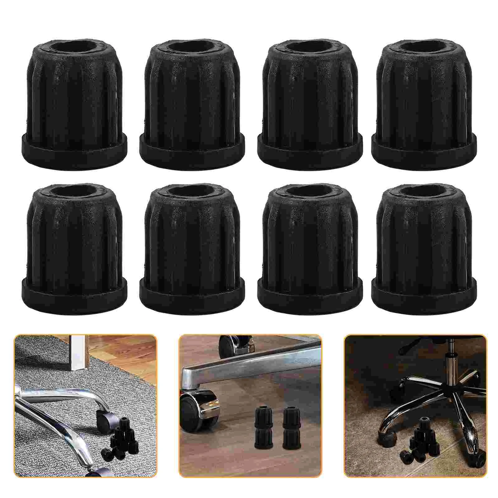 20 Pcs Caster Rubber Sleeve Wheel Socket Stem Inserts Sleeves for Swivel Furniture Replacement Chair