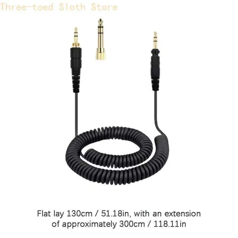 Kopfhörerkabel mit 6,35-mm-Adapter für EAHDJ1200/PRDH1200, Spiralverschluss-Ersatzkabel für Studioüberwachung, Schwarz E74A – Detail 6