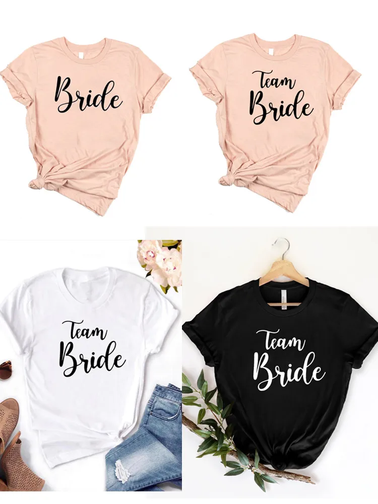 Bachelorette Team Bruid T-shirt Estisch Wedding Party Ulzzang T-shirt Cato Vrouwen Thee Bruid Korte Vrouwen Tops Drop Schip