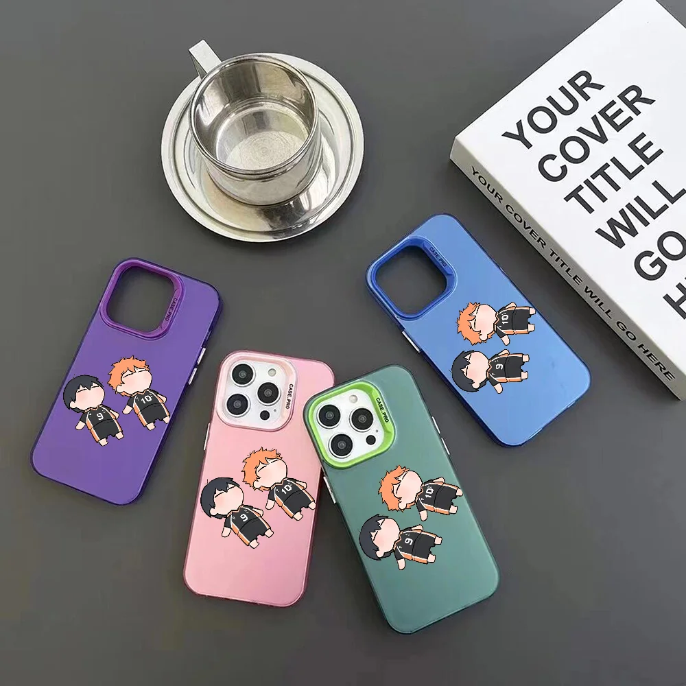 Japan Anime Volleyball Boy Haikyuu Phone Case IMD Color Silver Shell For IPhone 16 15 14 13 12 Pro Max Plus