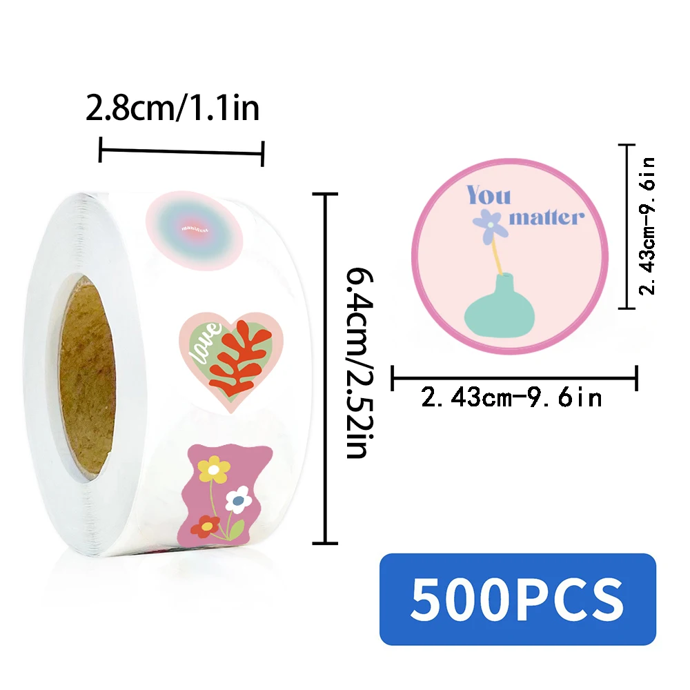 500PCS Danish Style Roll Stickers Notebook Cafe Birthday Harajuku Living Room Laptop Luggage Art For Home Personalize Stickers