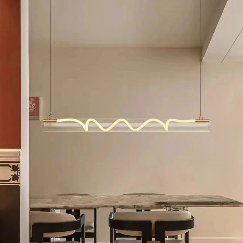 Nordic Long Tube Chandelier Light and Shadow Design Bar LED Lights Modern Restaurant Office Villa Decoration Lighting Fixtures - view 2