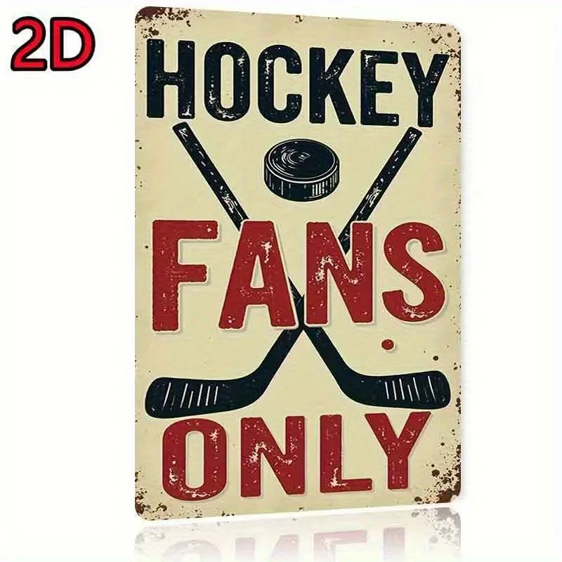 Letrero Metálico Vintage de Hockey sobre Hielo, 7.8x11.8 Pulgadas, Decoración de Pared Impermeable para Garaje o Cuarto de Ho