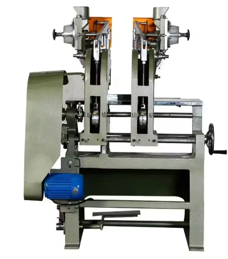 Electric double-head riveting machine with automatic feed folder for producing double rivets