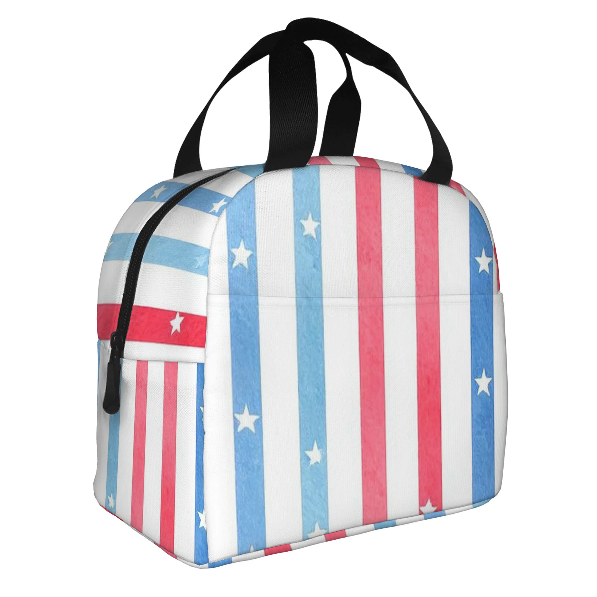 1pc, Red White Blue Stripe Star Printed Thermal Bag, Insulation Bag, Insulated Bag. Not for Food Contact. Suitable for Home