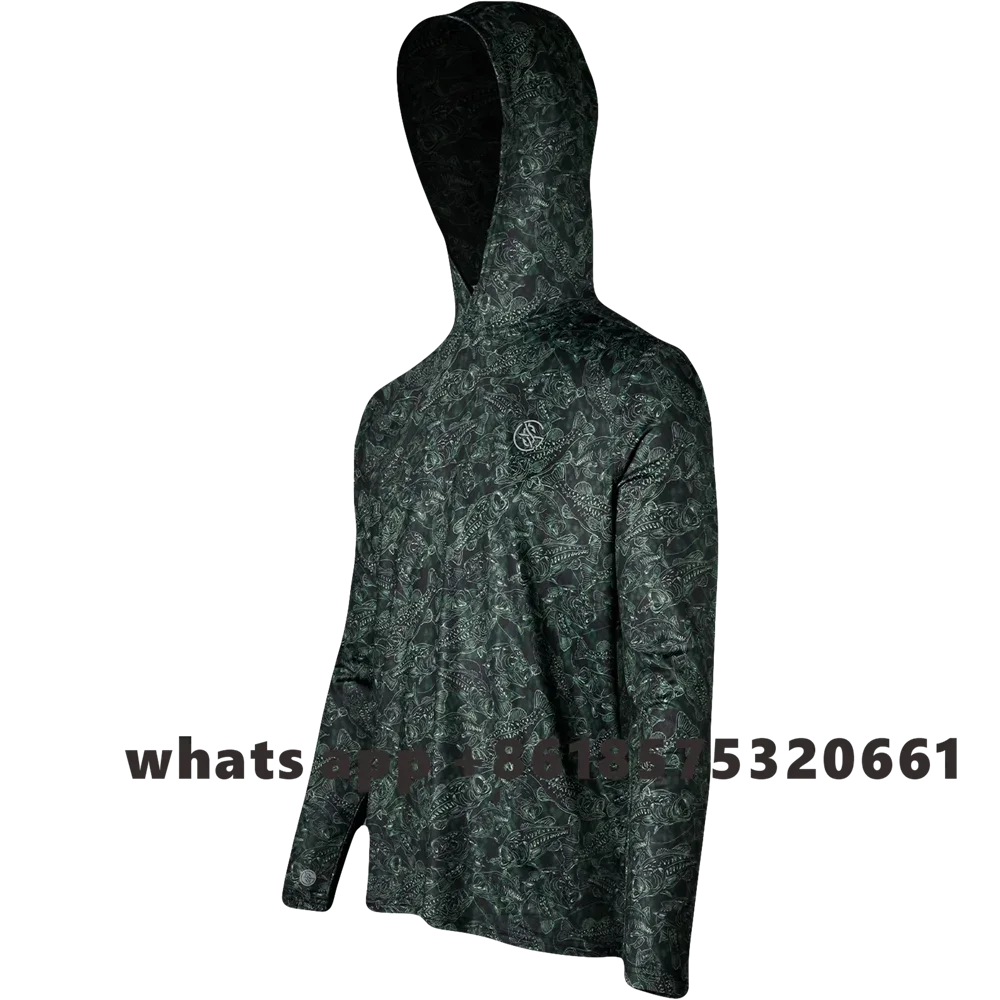 

GOOGAN SQUAD Men Hooded Long Sleeve Shirts Logo Print Fishing Clothing Summer Anglers Quick-drying Breathable fishing Clothes