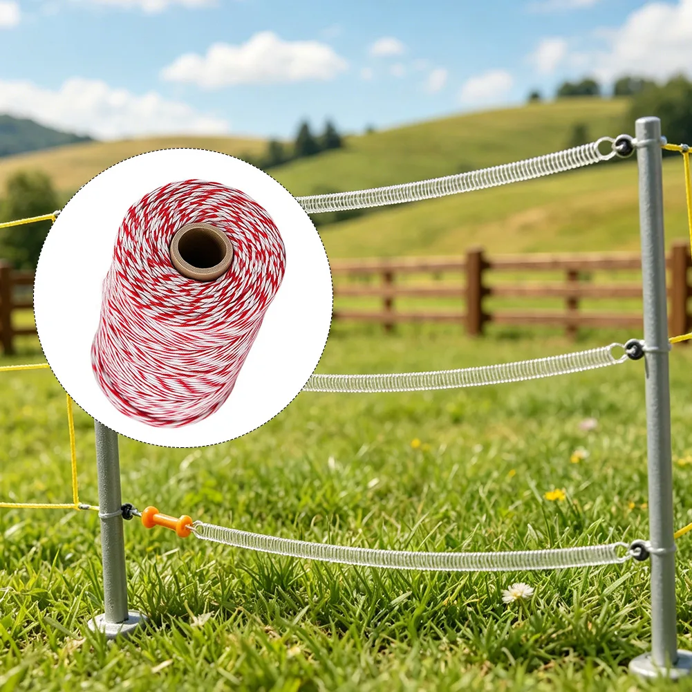 Portable Electric Fence Polywire 200 Meter 6 Steel Strands For Reliable Conductivity Rust Resistance For Horse Animal Fencing