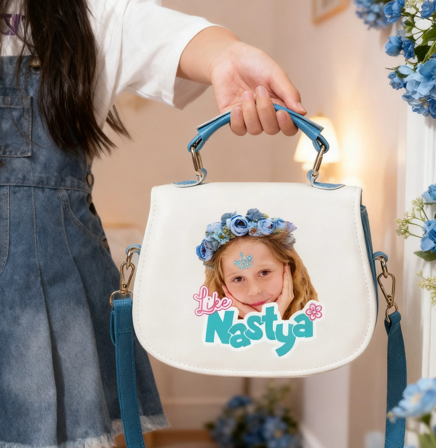 

Сумка через плечо Like Nastya, эстетическая модная сумка через плечо с принтом Kawaii Nastya для женщин и девочек, подарки на день рождения для ежедневных поездок