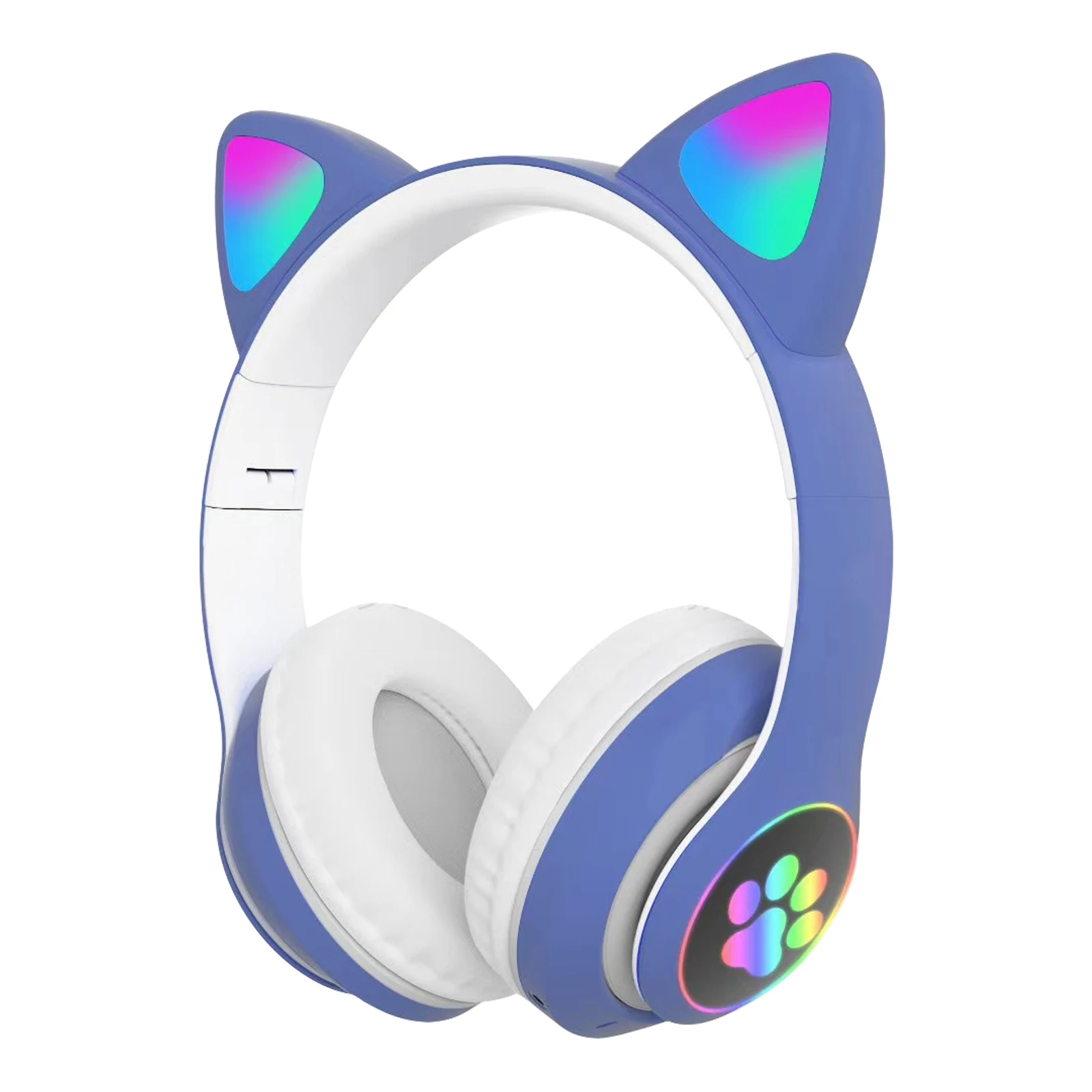 Bluetooth-compatible 5.0 Headphones Foldable Cute Cat Ear LED Wireless Headset with Stereo Sound for Kids Adults Gifts