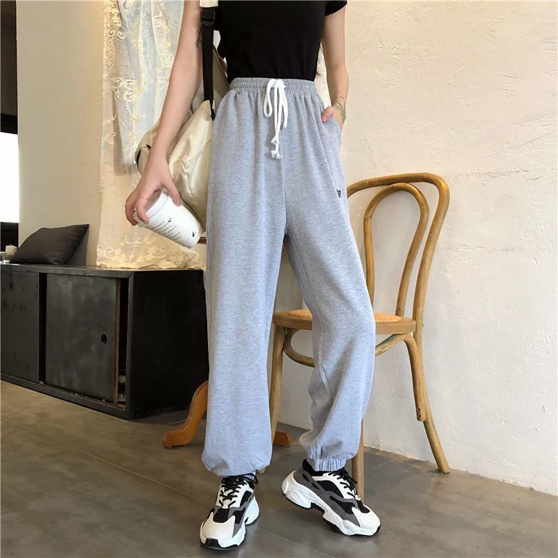 Women Casual Harem Pants Autumn Winter New Warm Loose High Waist Sweatpants Korean Vintage All Match Bf Lace Up Female Trousers