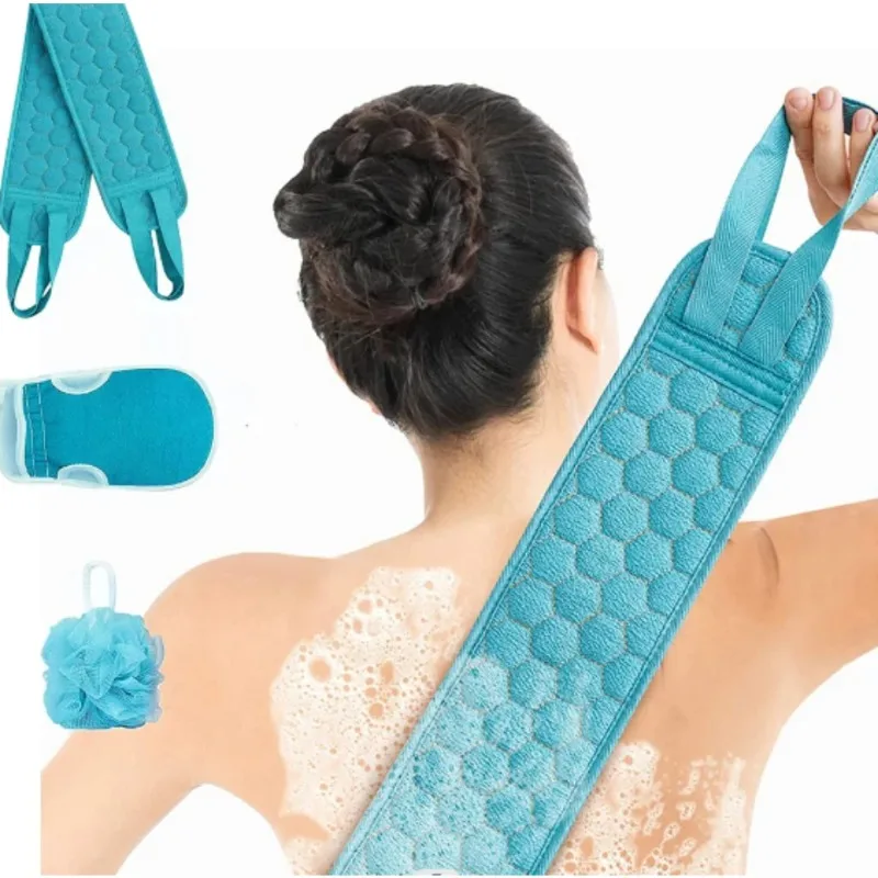 New 3pcs/set Body Scrubber Set Bath Glove Shower Brush Exfoliating Scrub Sponge Suit Exfoliator Massager Dead Skin Removal Tool