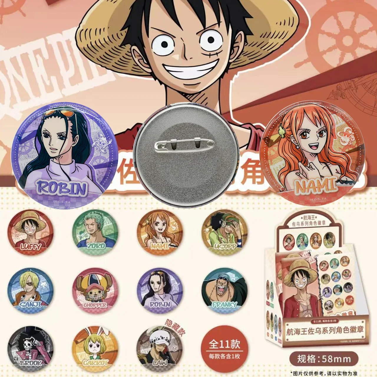 

ONE PIECE Anime Badges Japan ACG Accessories Jacket Brooch Bag Pins Decoration Collectible Children Toys Birthday Gifts